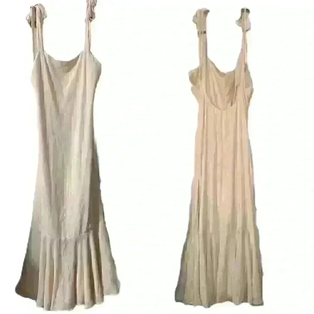 FAME AND PARTNERS cream shoulder ties maxi Dress Sz 2